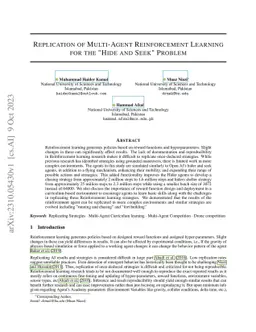 Replication of Multi-agent Reinforcement Learning for the "Hide and
  Seek" Problem