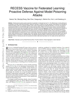 RECESS Vaccine for Federated Learning: Proactive Defense Against Model
  Poisoning Attacks
