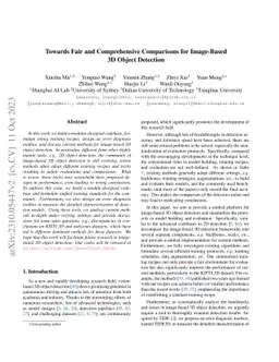 Towards Fair and Comprehensive Comparisons for Image-Based 3D Object
  Detection