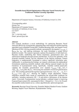 Ensemble-based Hybrid Optimization of Bayesian Neural Networks and
  Traditional Machine Learning Algorithms