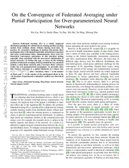 On the Convergence of Federated Averaging under Partial Participation
  for Over-parameterized Neural Networks