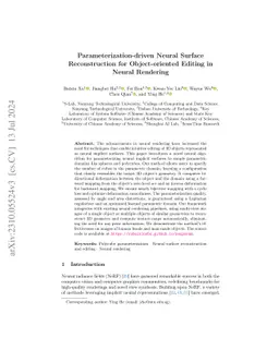 Parameterization-driven Neural Surface Reconstruction for
  Object-oriented Editing in Neural Rendering
