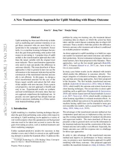 A New Transformation Approach for Uplift Modeling with Binary Outcome
