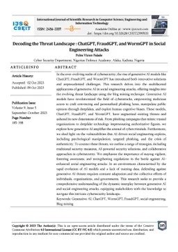 Decoding the Threat Landscape : ChatGPT, FraudGPT, and WormGPT in Social
  Engineering Attacks