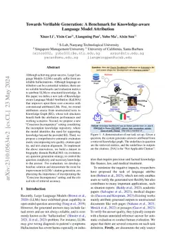 Towards Verifiable Generation: A Benchmark for Knowledge-aware Language
  Model Attribution