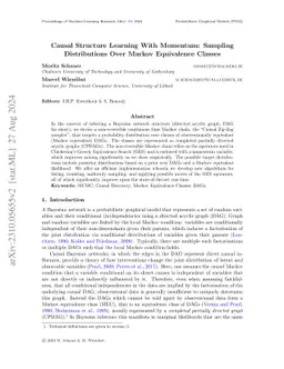 Causal structure learning with momentum: Sampling distributions over
  Markov Equivalence Classes of DAGs