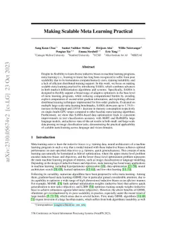 Making Scalable Meta Learning Practical