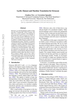 Larth: Dataset and Machine Translation for Etruscan