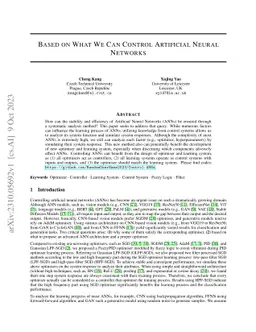 Based on What We Can Control Artificial Neural Networks