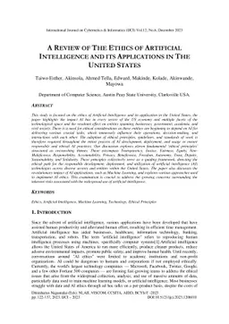 A Review of the Ethics of Artificial Intelligence and its Applications
  in the United States