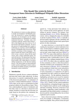 Why Should This Article Be Deleted? Transparent Stance Detection in
  Multilingual Wikipedia Editor Discussions