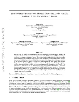 Joint object detection and re-identification for 3D obstacle
  multi-camera systems