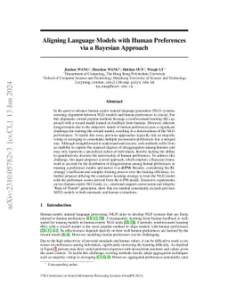 Aligning Language Models with Human Preferences via a Bayesian Approach