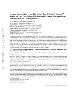 "Mango Mango, How to Let The Lettuce Dry Without A Spinner?'': Exploring
  User Perceptions of Using An LLM-Based Conversational Assistant Toward
  Cooking Partner
