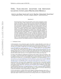 TAIL: Task-specific Adapters for Imitation Learning with Large
  Pretrained Models