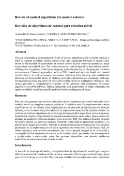 Review of control algorithms for mobile robotics