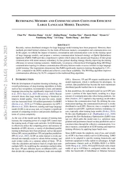 Rethinking Memory and Communication Cost for Efficient Large Language
  Model Training