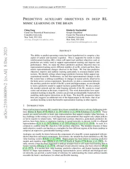 Predictive auxiliary objectives in deep RL mimic learning in the brain