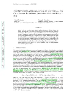 Ito Diffusion Approximation of Universal Ito Chains for Sampling,
  Optimization and Boosting