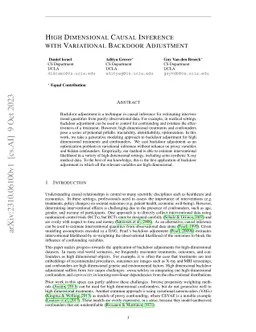 High Dimensional Causal Inference with Variational Backdoor Adjustment