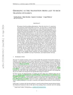 Grokking as the Transition from Lazy to Rich Training Dynamics