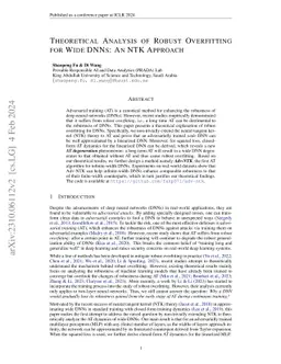 Theoretical Analysis of Robust Overfitting for Wide DNNs: An NTK
  Approach