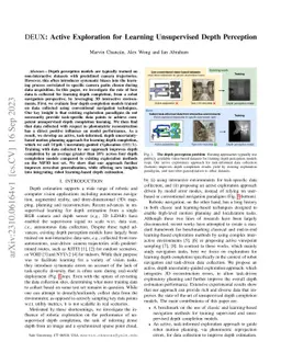 DEUX: Active Exploration for Learning Unsupervised Depth Perception