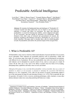 Predictable Artificial Intelligence