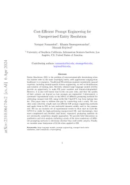 Cost-Efficient Prompt Engineering for Unsupervised Entity Resolution