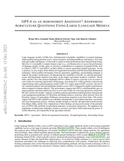 GPT-4 as an Agronomist Assistant? Answering Agriculture Exams Using
  Large Language Models
