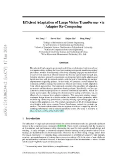 Efficient Adaptation of Large Vision Transformer via Adapter
  Re-Composing