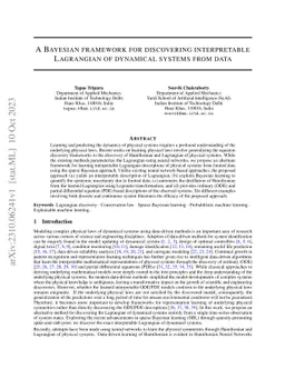 A Bayesian framework for discovering interpretable Lagrangian of
  dynamical systems from data