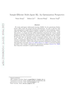 Sample-Efficient Multi-Agent RL: An Optimization Perspective