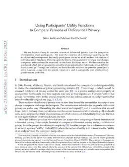 Using Participants' Utility Functions to Compare Versions of
  Differential Privacy