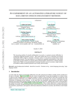 An experiment on an automated literature survey of data-driven speech
  enhancement methods