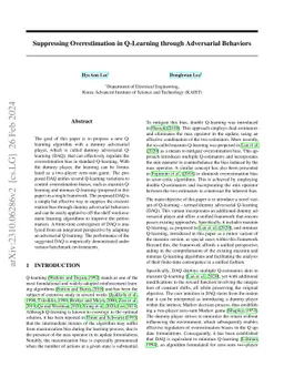 Suppressing Overestimation in Q-Learning through Adversarial Behaviors