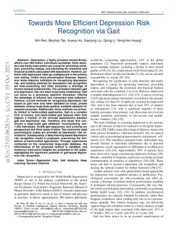 Towards More Efficient Depression Risk Recognition via Gait