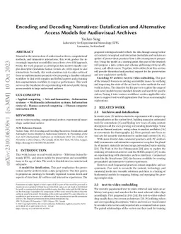 Encoding and Decoding Narratives: Datafication and Alternative Access
  Models for Audiovisual Archives