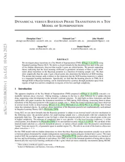 Dynamical versus Bayesian Phase Transitions in a Toy Model of
  Superposition