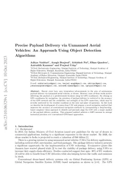 Precise Payload Delivery via Unmanned Aerial Vehicles: An Approach Using
  Object Detection Algorithms