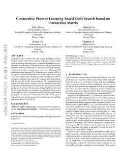 Contrastive Prompt Learning-based Code Search based on Interaction
  Matrix