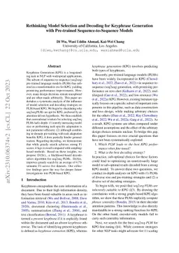 Rethinking Model Selection and Decoding for Keyphrase Generation with
  Pre-trained Sequence-to-Sequence Models