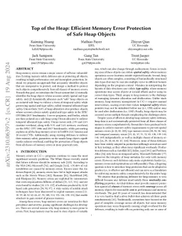 Top of the Heap: Efficient Memory Error Protection for Many Heap Objects