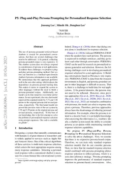 P5: Plug-and-Play Persona Prompting for Personalized Response Selection