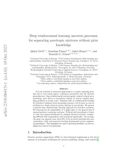 Deep reinforcement learning uncovers processes for separating azeotropic
  mixtures without prior knowledge