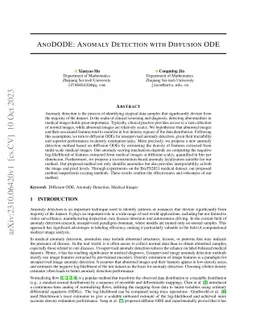 AnoDODE: Anomaly Detection with Diffusion ODE