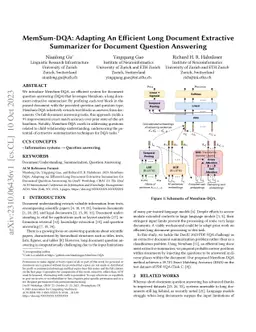MemSum-DQA: Adapting An Efficient Long Document Extractive Summarizer
  for Document Question Answering