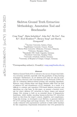 Skeleton Ground Truth Extraction: Methodology, Annotation Tool and
  Benchmarks