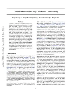 Conformal Prediction for Deep Classifier via Label Ranking