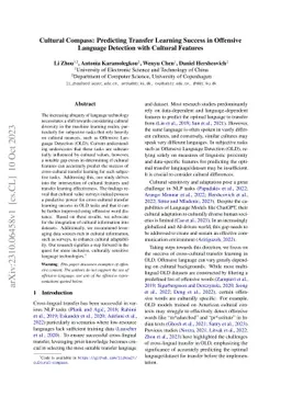 Cultural Compass: Predicting Transfer Learning Success in Offensive
  Language Detection with Cultural Features